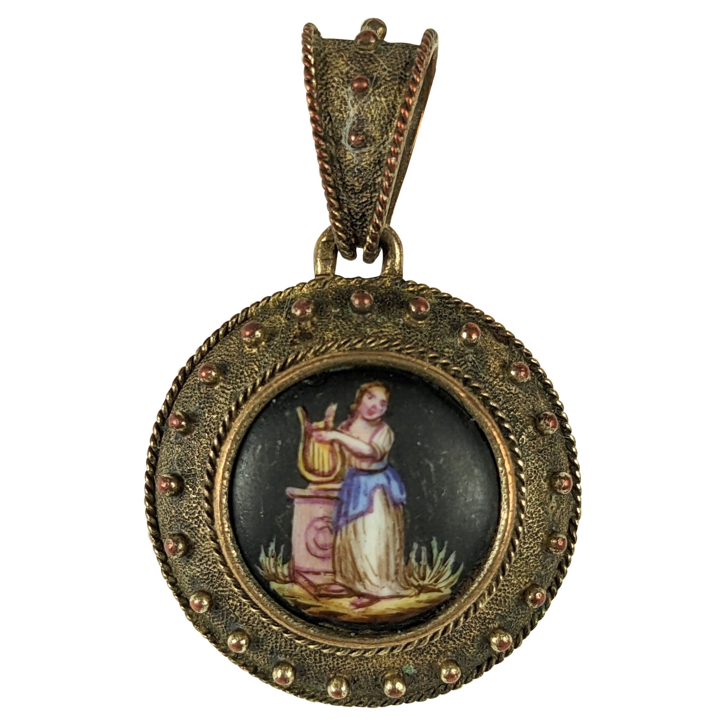 Victorian Painted Etruscan Locket 