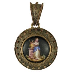 Viktorianisches bemaltes etruskisches Medaillon 