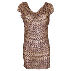 NEW Missoni Gold Metallic Crochet Knit Tunic Top Mini Dress 40