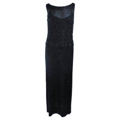 CEIL CHAPMAN Black Beaded Two Piece Evening Gown Size 4 6