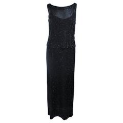 CEIL CHAPMAN Black Beaded Two Piece Evening Gown Size 4 6 11