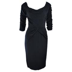 CEIL CHAPMAN Black Gathered Cocktail Dress Size 4 6 10