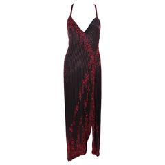 BOB MACKIE Red and Black Beaded Gown Size 8 8