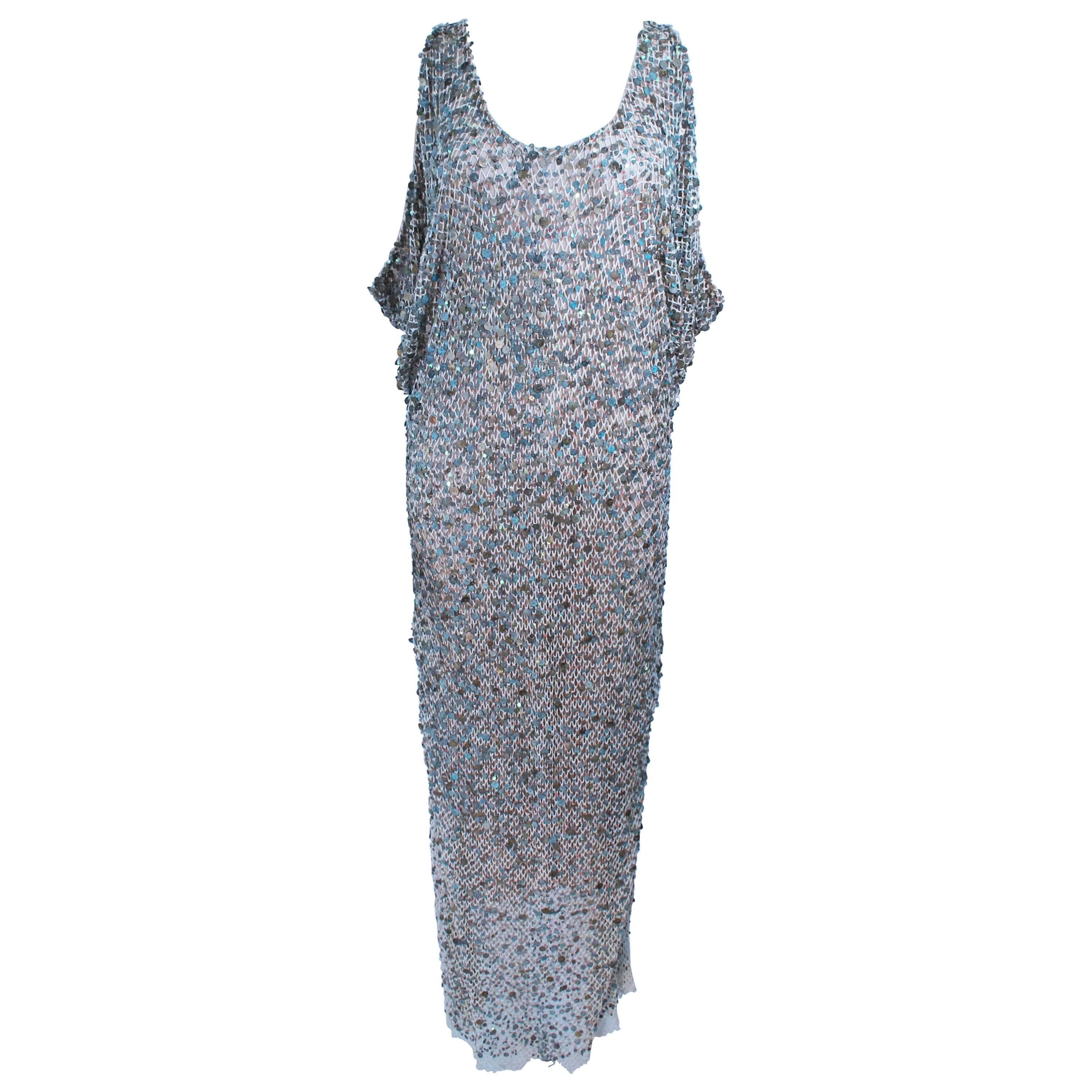 Heike Jarick Weathered Paillettes Full Length Dress Size 12 For Sale