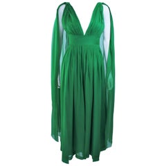 Vintage Custom 1950's Green Draped Chiffon Cocktail Dress Size 4 6