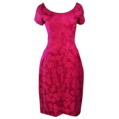 SCHIAPARELLI Attributed Pink Silk Damask Couture Cocktail Dress Size 4 