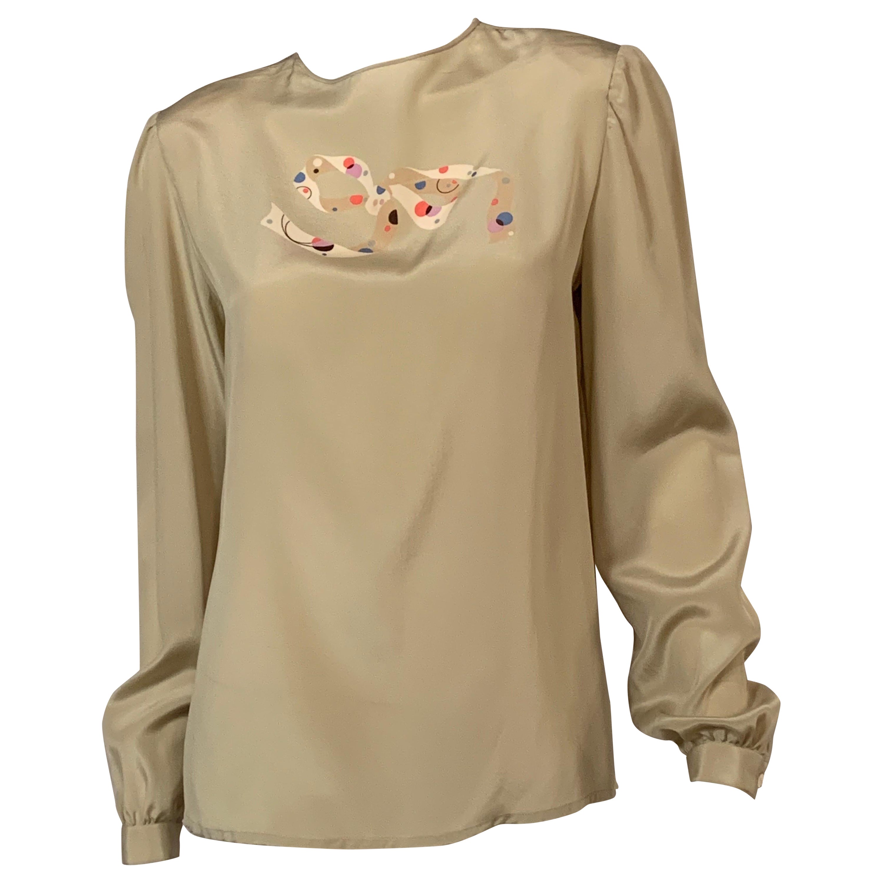 Ferragamo Silk Blouse with Polka Dot Bow Design