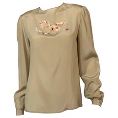 Ferragamo Silk Blouse with Polka Dot Bow Design 