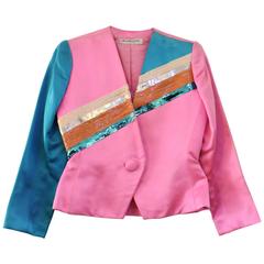 Vintage Pink Yves saint Laurent Paillettes Jacket. Size 38 4