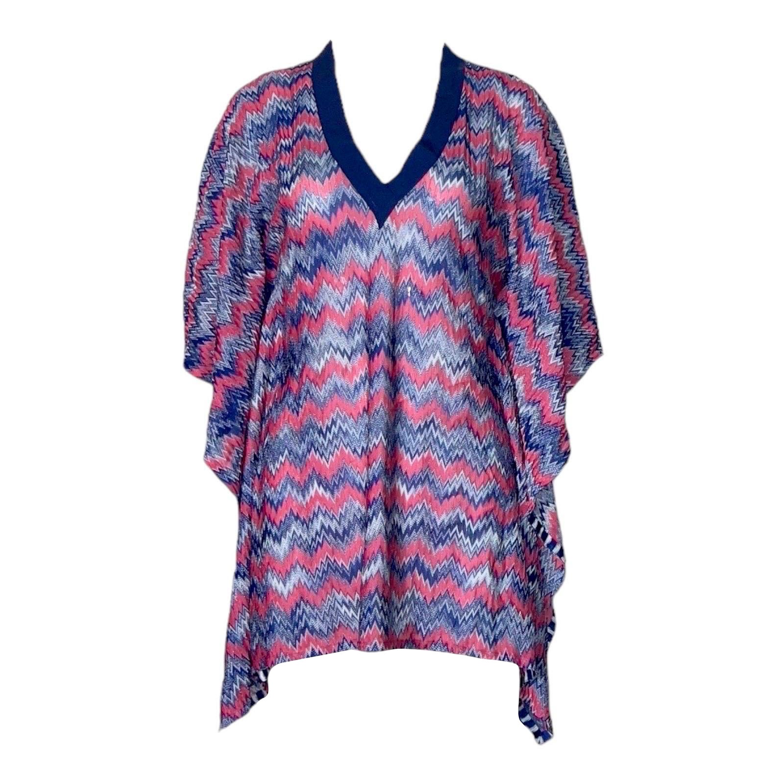 NEW Missoni Signature Chevron Crochet Knit Kaftan Tunic Cover Up Top Dress 40 For Sale