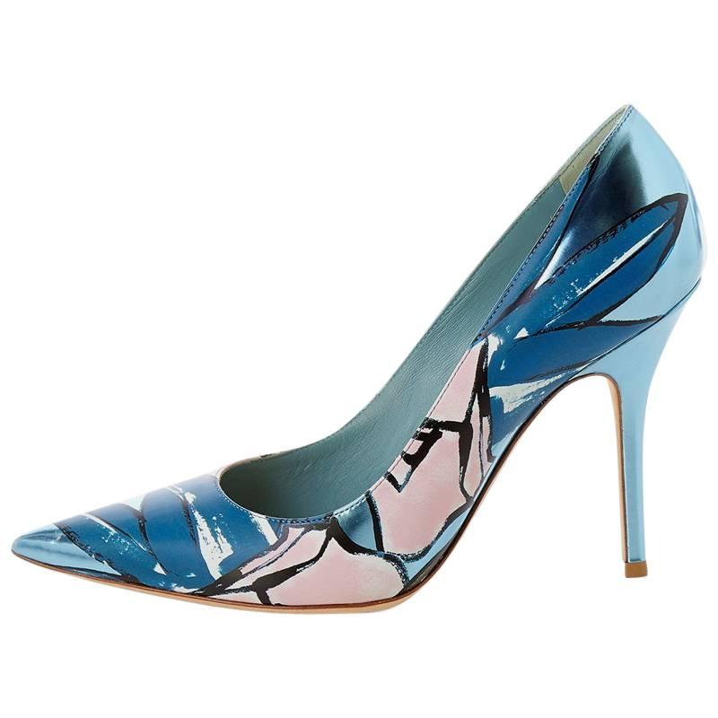 Dior NEW & SOLD OUT Turquoise Leather Graffiti High Heels Pumps in Box
