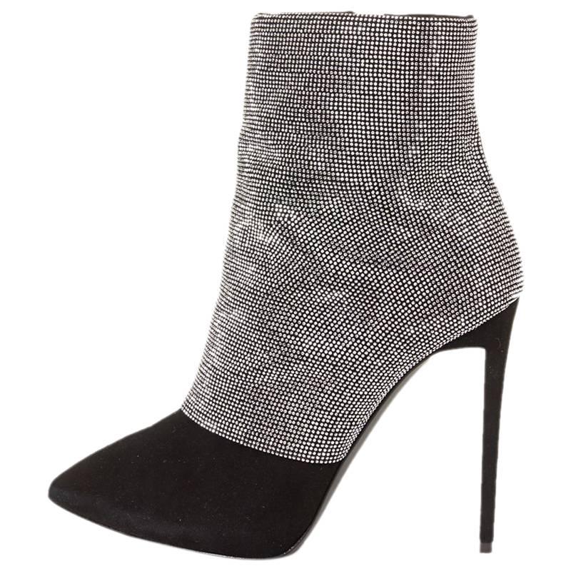 Giuseppe Zanotti NEW & SOLD OUT Black Suede Crystal Heels Ankle Booties