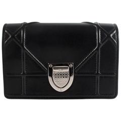 Christian Dior Diorama Black Mini Crossbody Bag Leather Silver Shoulder Handbag