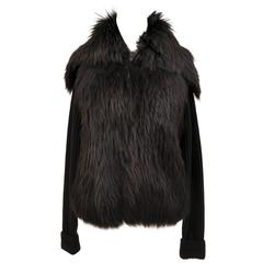 Versace black knit wool sweater with fur 7