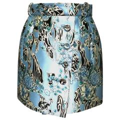 Balenciaga by Nicolas Ghesquiere printed mini skirt with front buttons, Sz 8