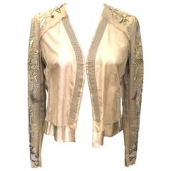 Dries van Noten silk bolero with embroidered front and side details, Sz S