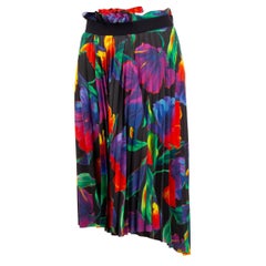 BALENCIAGA multicolored 2018 FLORAL PLEATED ASYMMETRIC Skirt 36 XS