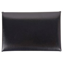 Hermès Calvi Kartenetui Noir Box Leder Selten 