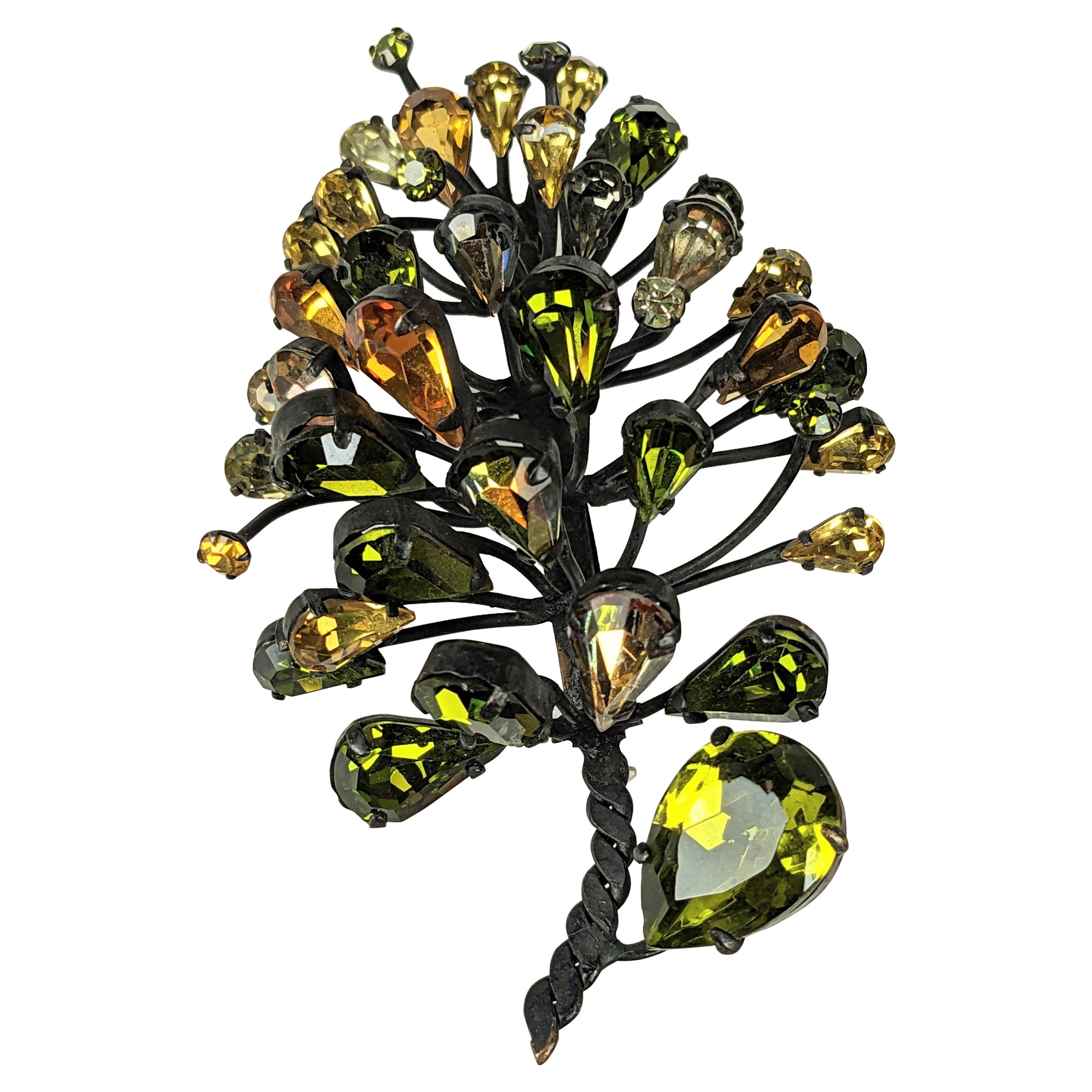 Dimensional Countess Cis Jeweled Pine Cone Brooch For Sale