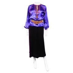 A Satin Blouse and Velvet Skirt Set by Yves Saint Laurent Couture Circa 2000