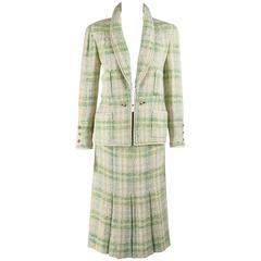 CHANEL Boutique S/S 1984 2 Pc Classic Tweed Blazer Jacket Skirt Suit Set 40 / 46 8