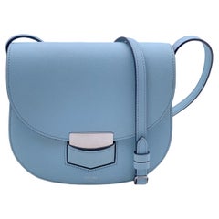 Celine Light Blue Leather Small Trotteur Crossbody Bag