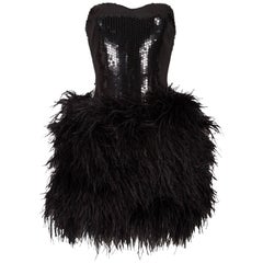 Lillie Rubin strapless ostrich feather sequinned mini dress, circa late 1970s