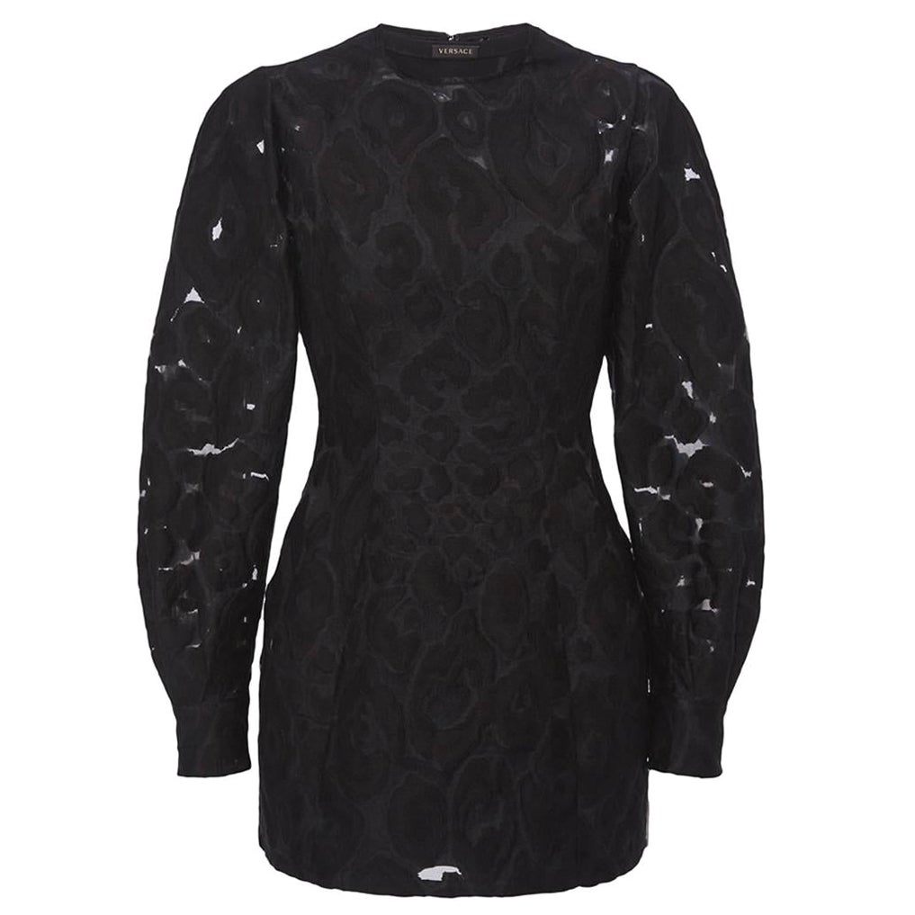 F/W 2016 Look #28 VERSACE BLACK SEMI SHEER MINI DRESS 38 - 2 For Sale