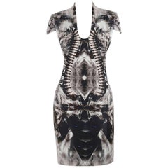 ALEXANDER McQUEEN S/S 2009 Iconic Skeleton Kaleidoscope Print Dress Size 44
