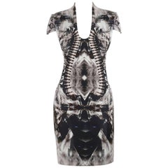 ALEXANDER McQUEEN S/S 2009 Iconic Skelett Kaleidoskop Print Kleid Größe 44