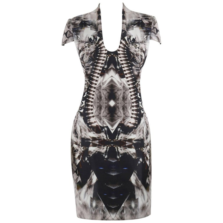 ALEXANDER McQUEEN S/S 2009 Iconic Skeleton Kaleidoscope Print Dress ...