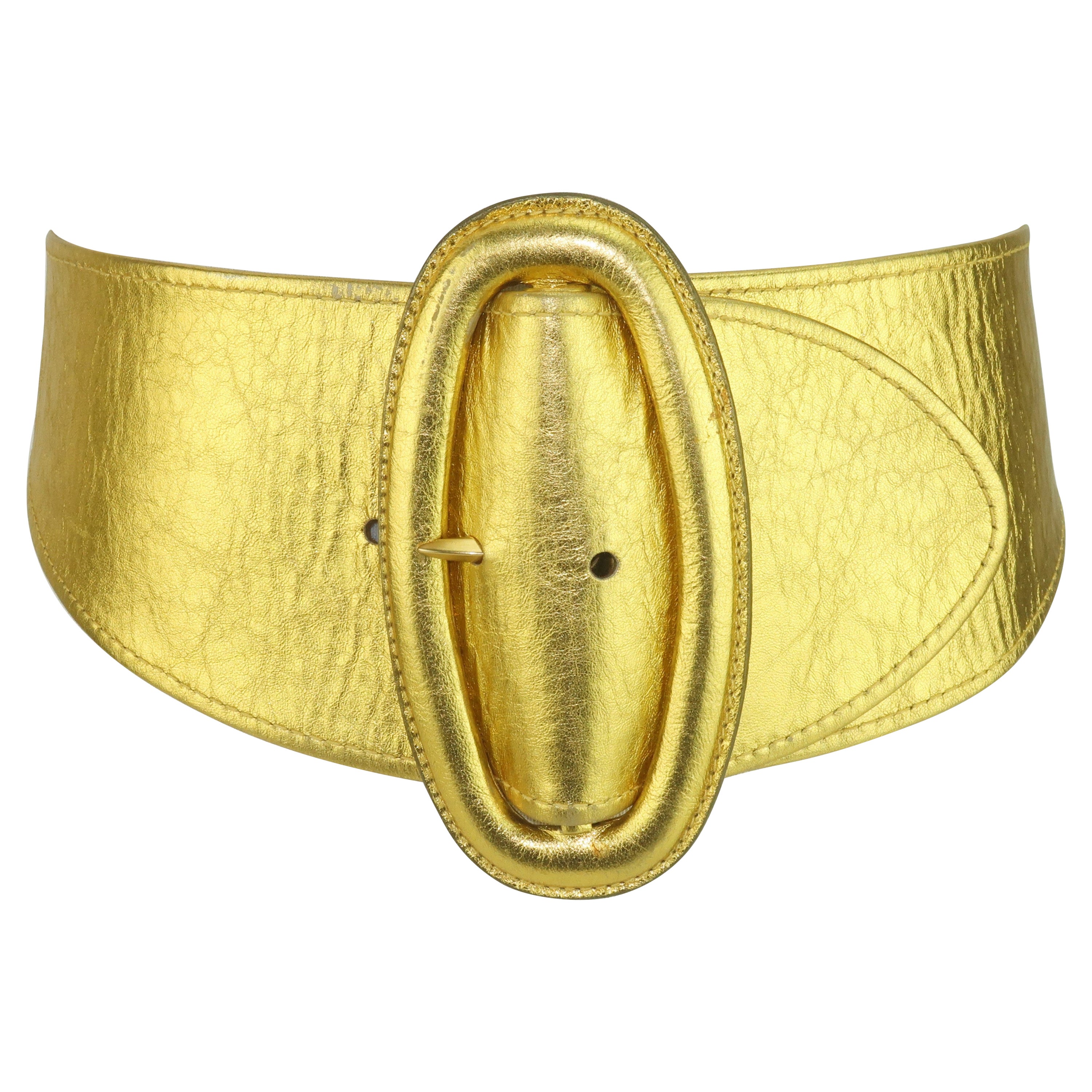 Donna Karan Gold Leather Belt, 1980’s For Sale