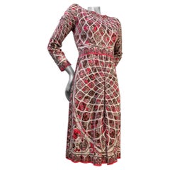 1960er Emilio Pucci Notre Dame Rosen-Fenster-inspiriertes Mod-Kleid aus Seidenjersey