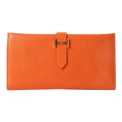 Hermes 2003 Made Bearn Classic Orange Wallet