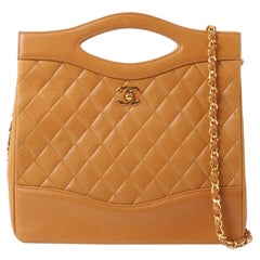 Chanel Around 1990 Made Turn-Lock 2Way Chain Bag Camel