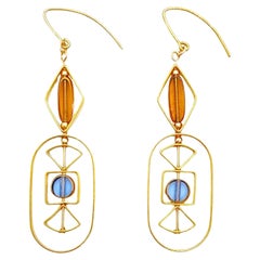 Perles de verre allemandes vintage, boucles d'oreilles Art 2208