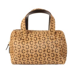 Celine Unborn Calf Macadam Pattern Handle Bag Camel