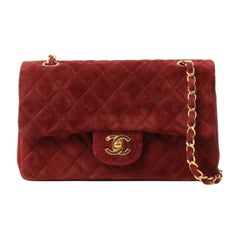Chanel Around 1995 Made Suede Classic Flap Chain Bag 23Cm Red