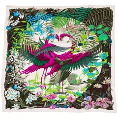 Hermes New 55" Cashmere Silk Flamingo Party Shawl, Box