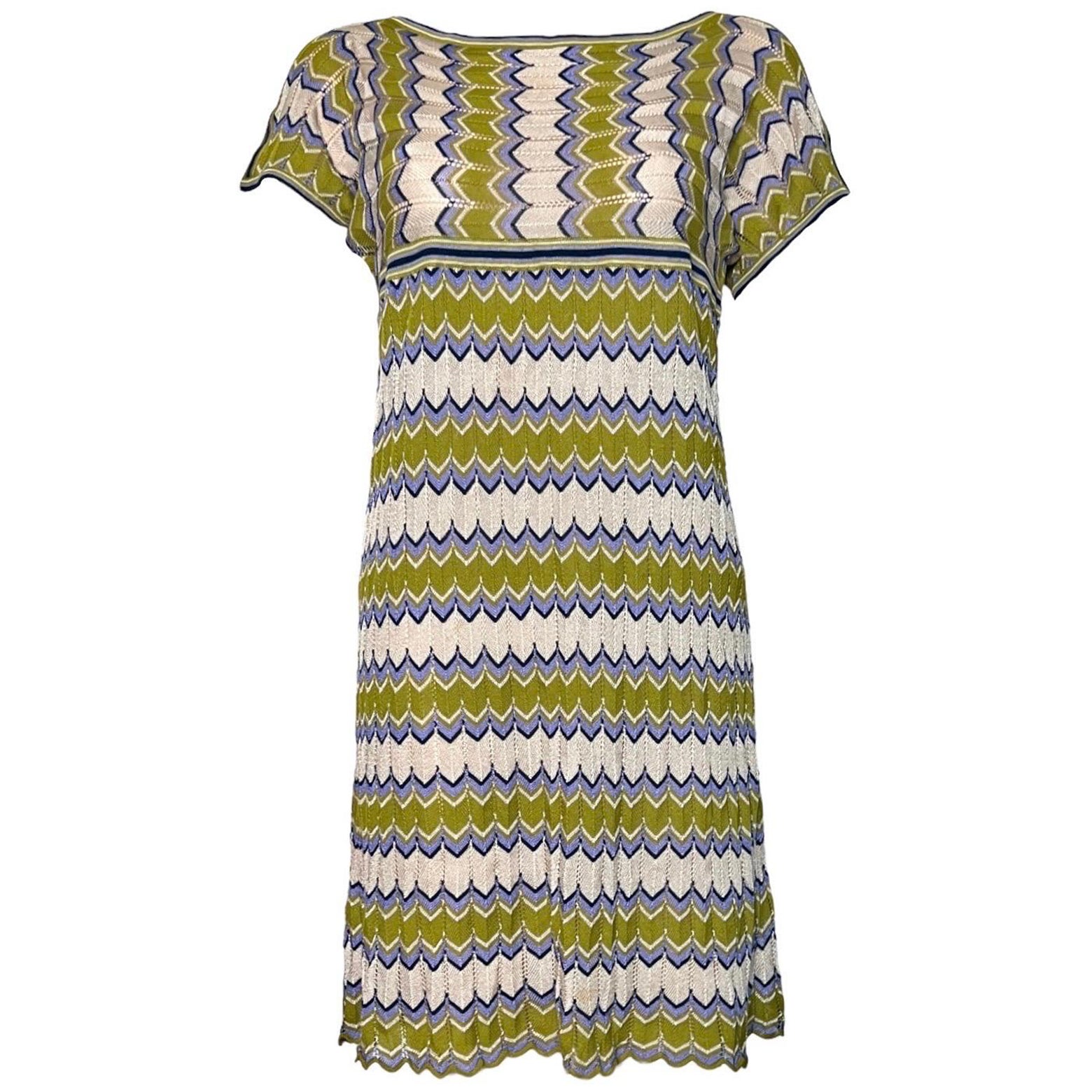 UNWORN Missoni Signature Chevron Zigzag Knit Mini Summer Dress 40 For Sale