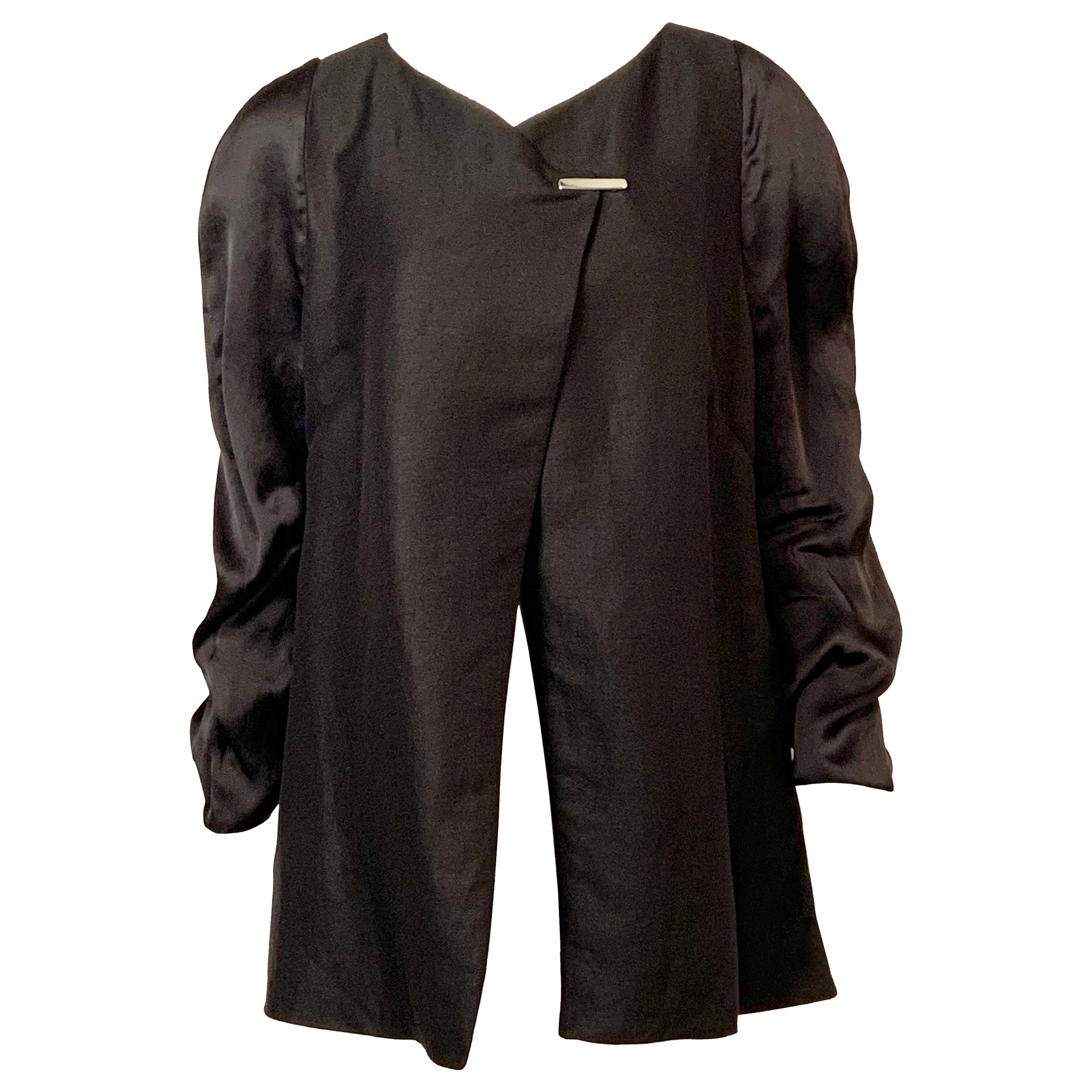 Giorgio Armani Black Linen Jacket with Silk Sleeves                              For Sale