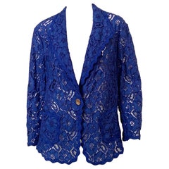 Escada Unlined Blue Lace Jacket in a Larger Size