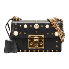 Gucci Pearl Studded Padlock Crossbody Bag