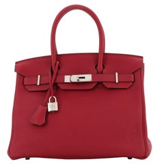 Hermes Birkin Handbag Rouge Grenat Togo with Palladium Hardware 30