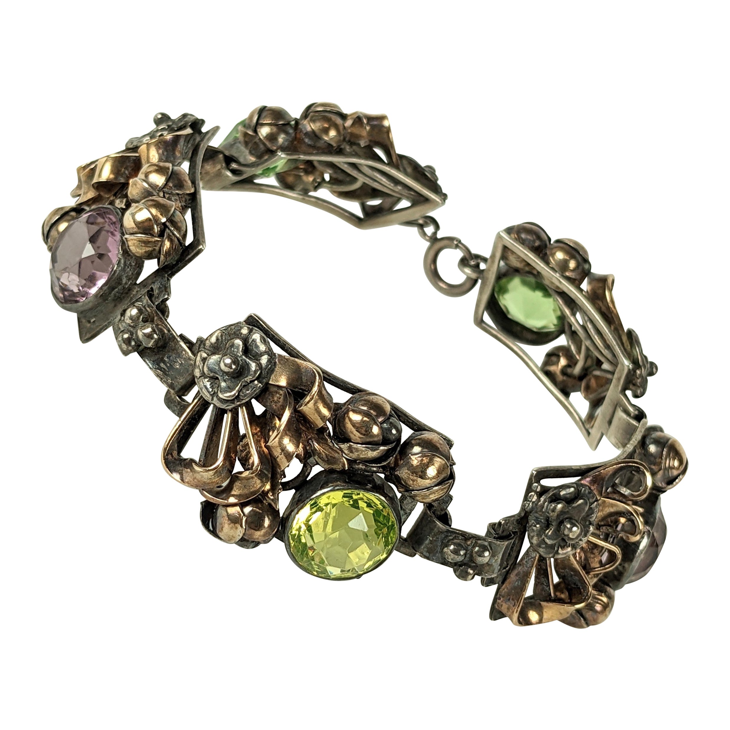 Hobe Sterling Vermeil Crystal Link Bracelet For Sale at 1stDibs | hobe  bracelet vintage