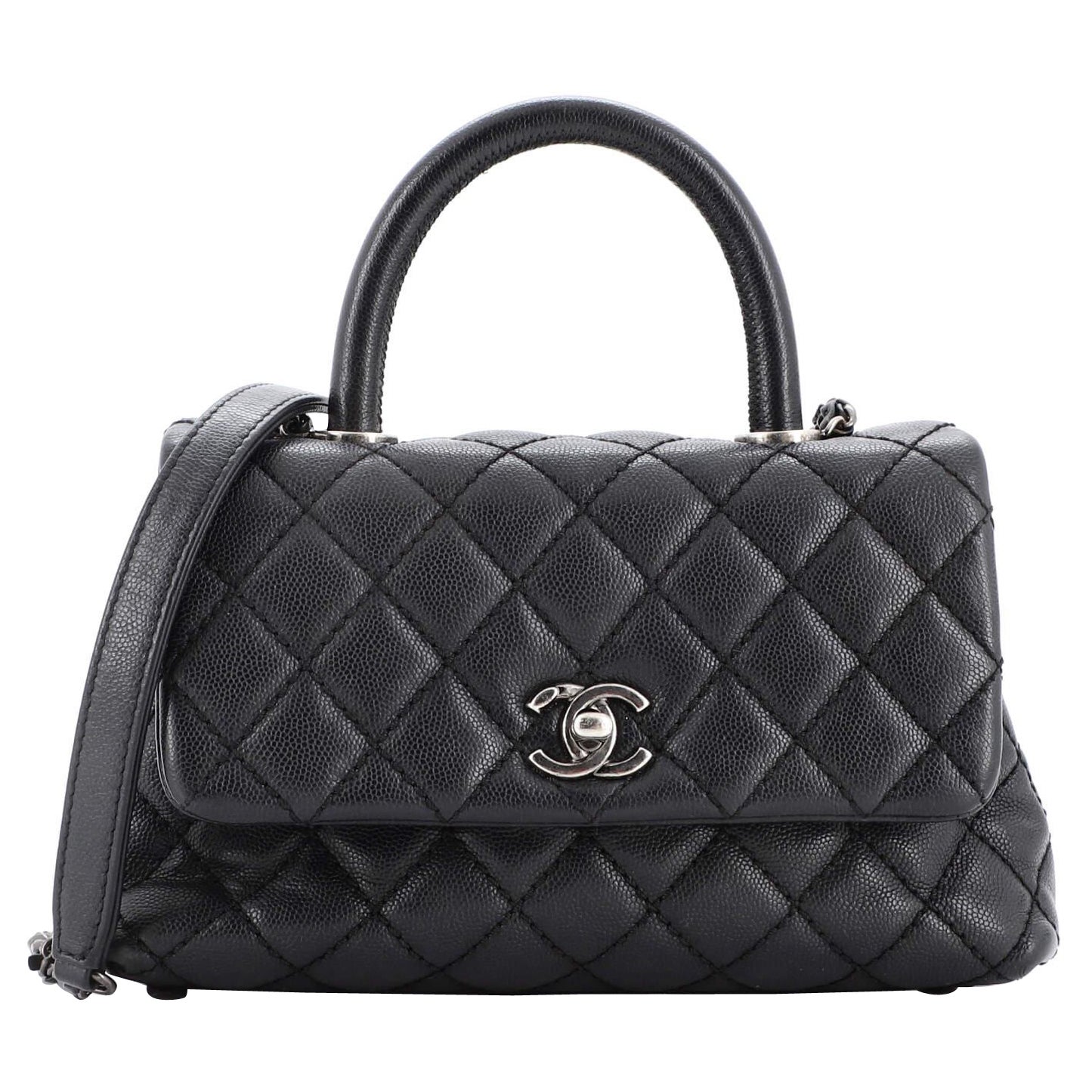 Chanel Coco Top Handle Bag Quilted Caviar Mini