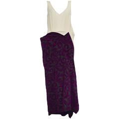 Vintage CDG Muslin & Purple Flocked Velvet Gown 1996