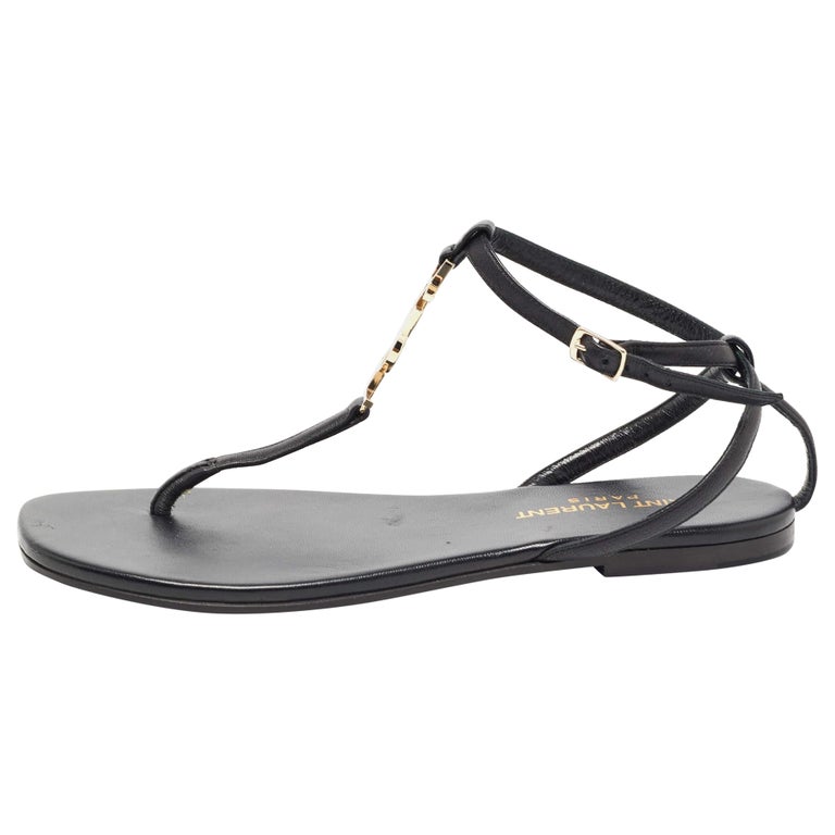 Saint Laurent Brown Calf Leather Bos Taurus Flat Sandals