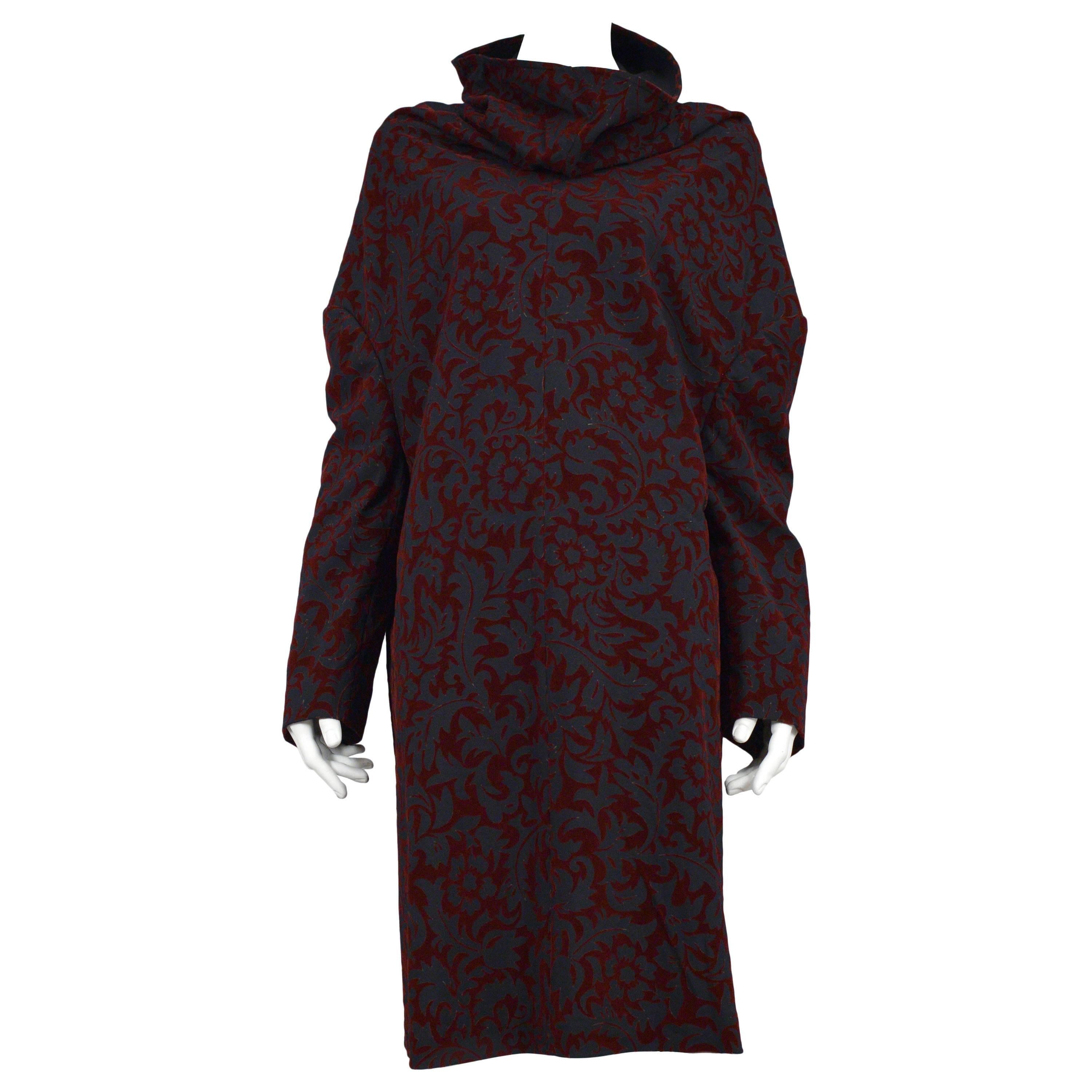 Comme Des Garcons Burgundy Devore Smock Dress 1996 For Sale