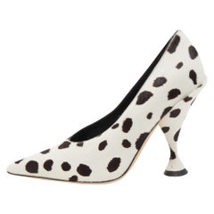 Burberry White/Black Calf Hair Ava Pumps Size 37.5